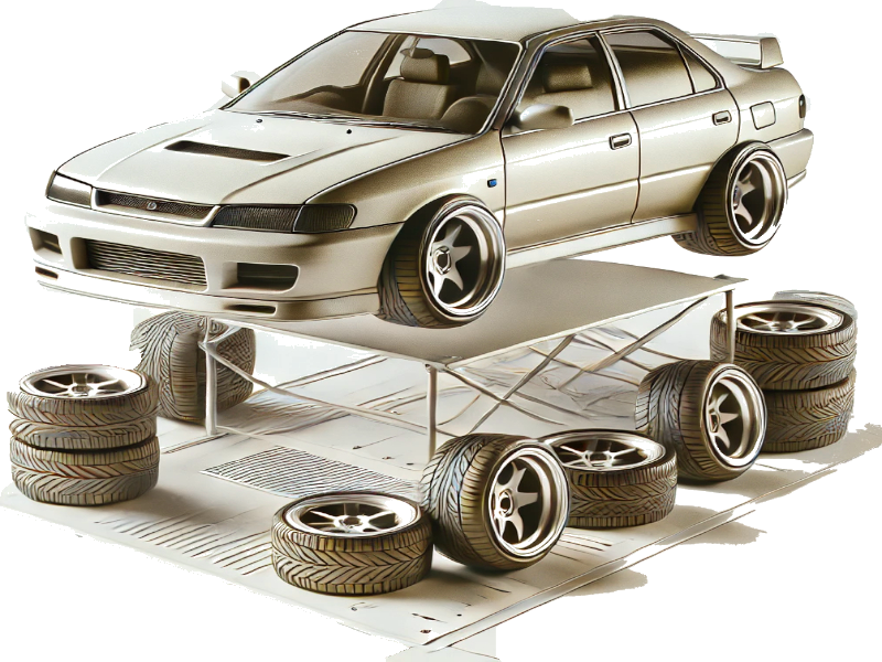 Car lowered safely with new wheels